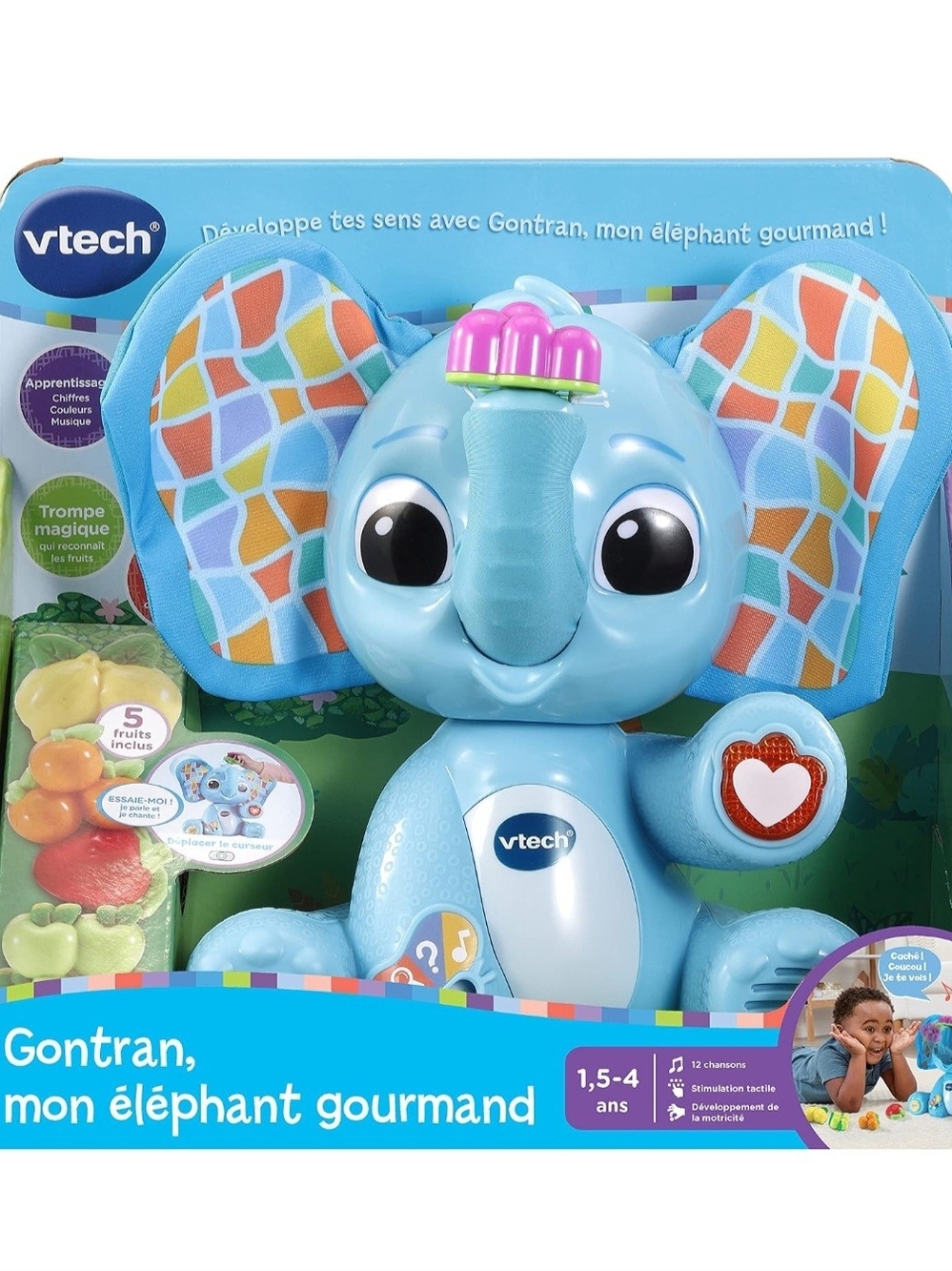 Gontran Interactive Learning Elephant Toy - Blue